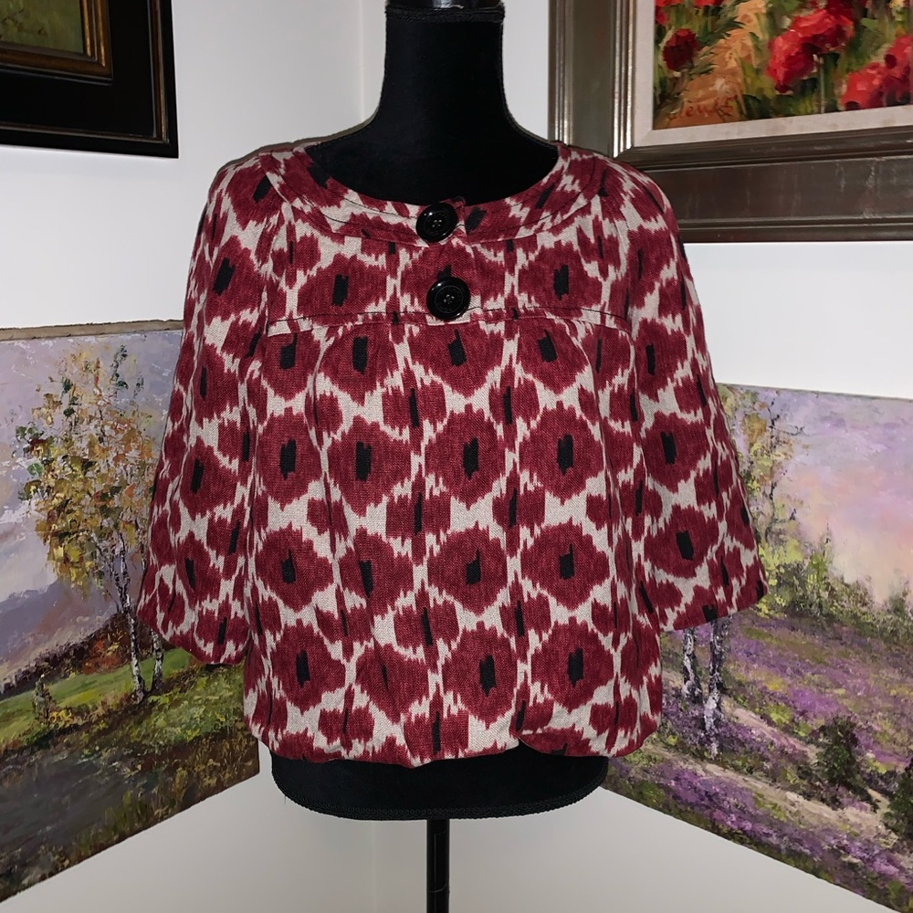 MICHAEL Michael Kors Red and White Patterned Short Coat